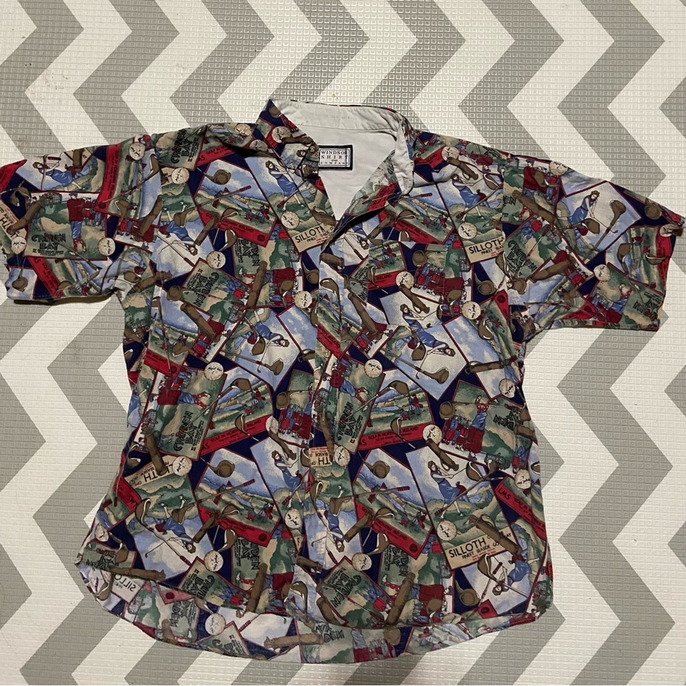 Windsor shirt company golf themed button up XL